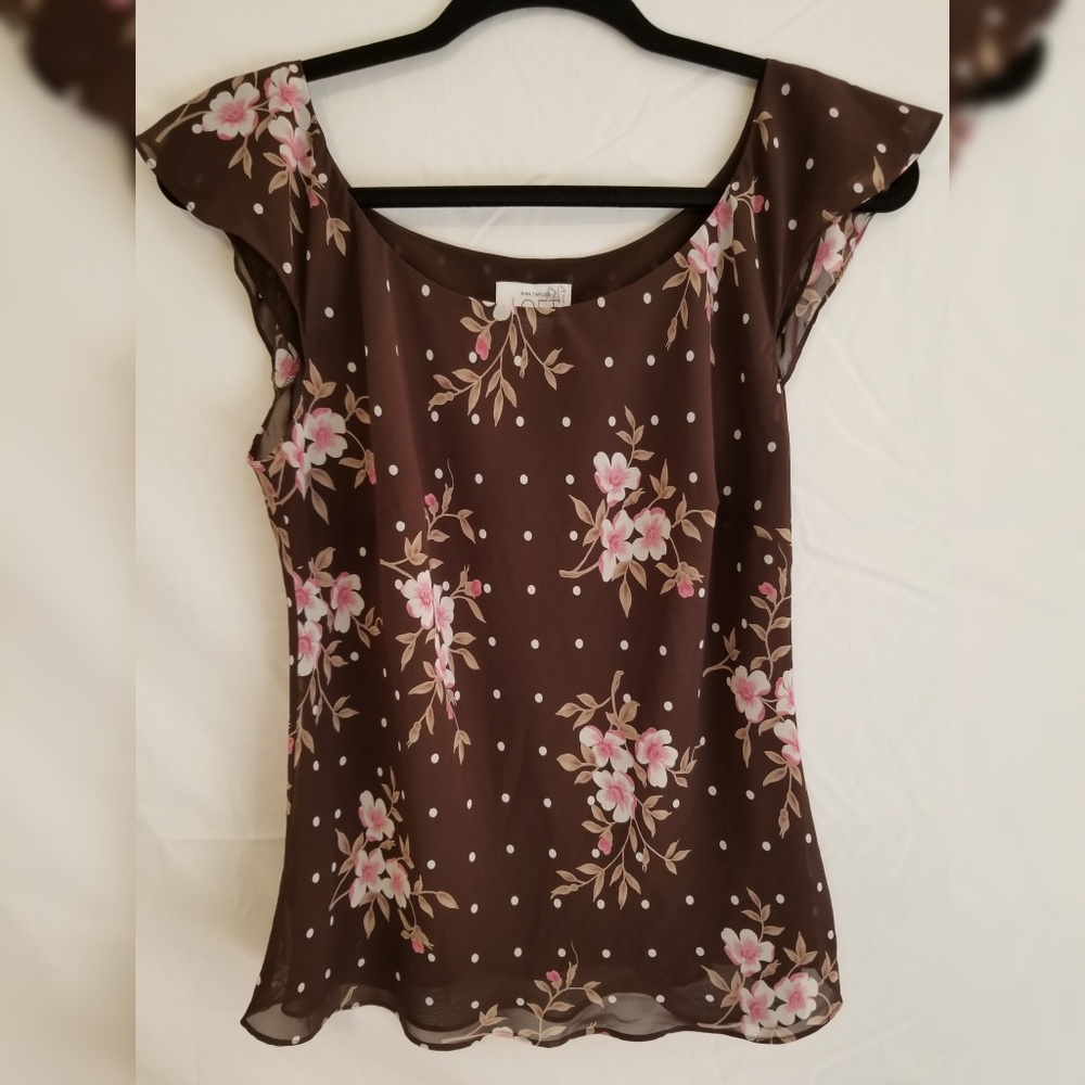Ann Taylor Loft Brown Floral Top  6